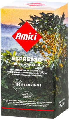 Amici Servings - Espresso - 18 E.S.E. Pads